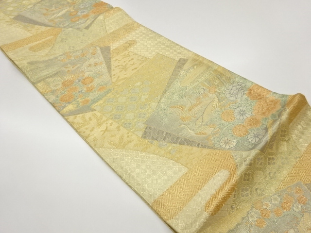 JAPANESE FUKURO OBI / SAGANISHIKI / WOVEN CRANE & CLASSICAL PATTERN